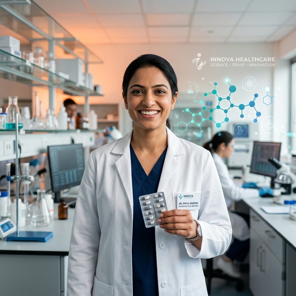 Indian Pharmaceutical Scientist in Modern Research Lab